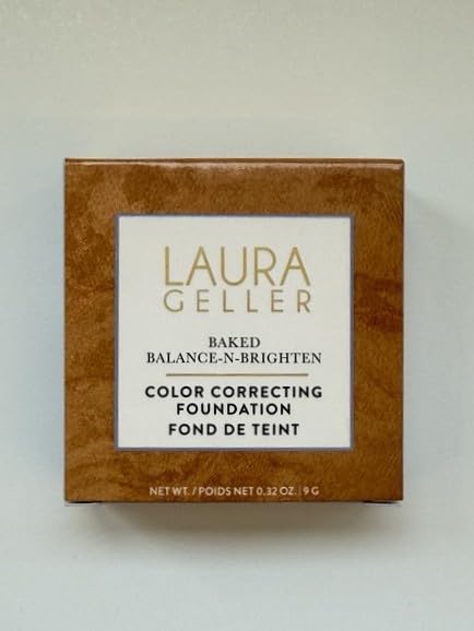 LAURA GELLER NEW YORK Award-Winning Baked Balance-n-Brighten Color Correcting Powder Foundation - Light - Buildable Light to Medium Coverage - Demi-Matte Natural Finish