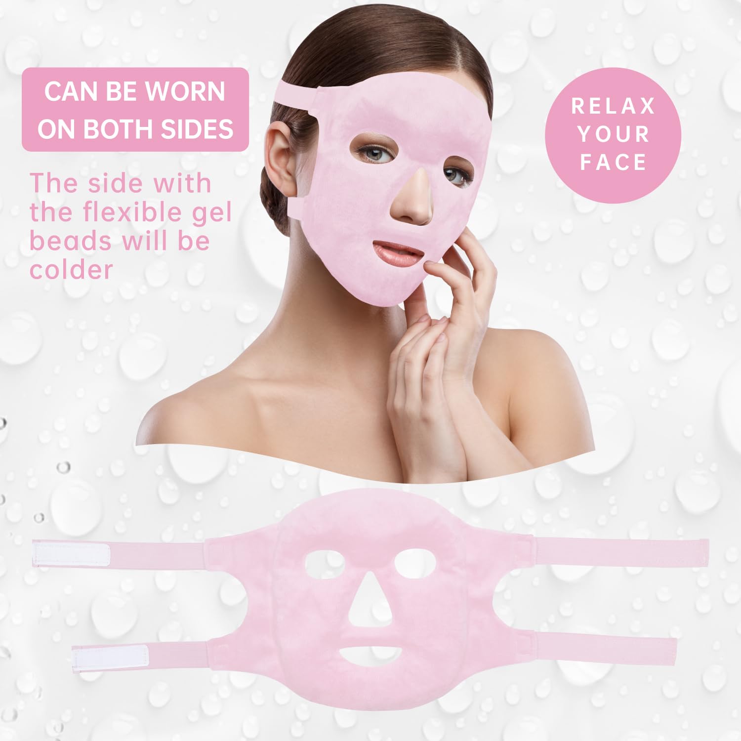 ZNÖCUETÖD Cold Face Eye Mask Ice Pack Reduce Facial Puff, Dark Circles, Gel Beads Hot Heat Cold Compress Pack, Face SPA for Woman Sleeping, Pressure, Headaches, Skin Care, Post Laser Care[Blue]