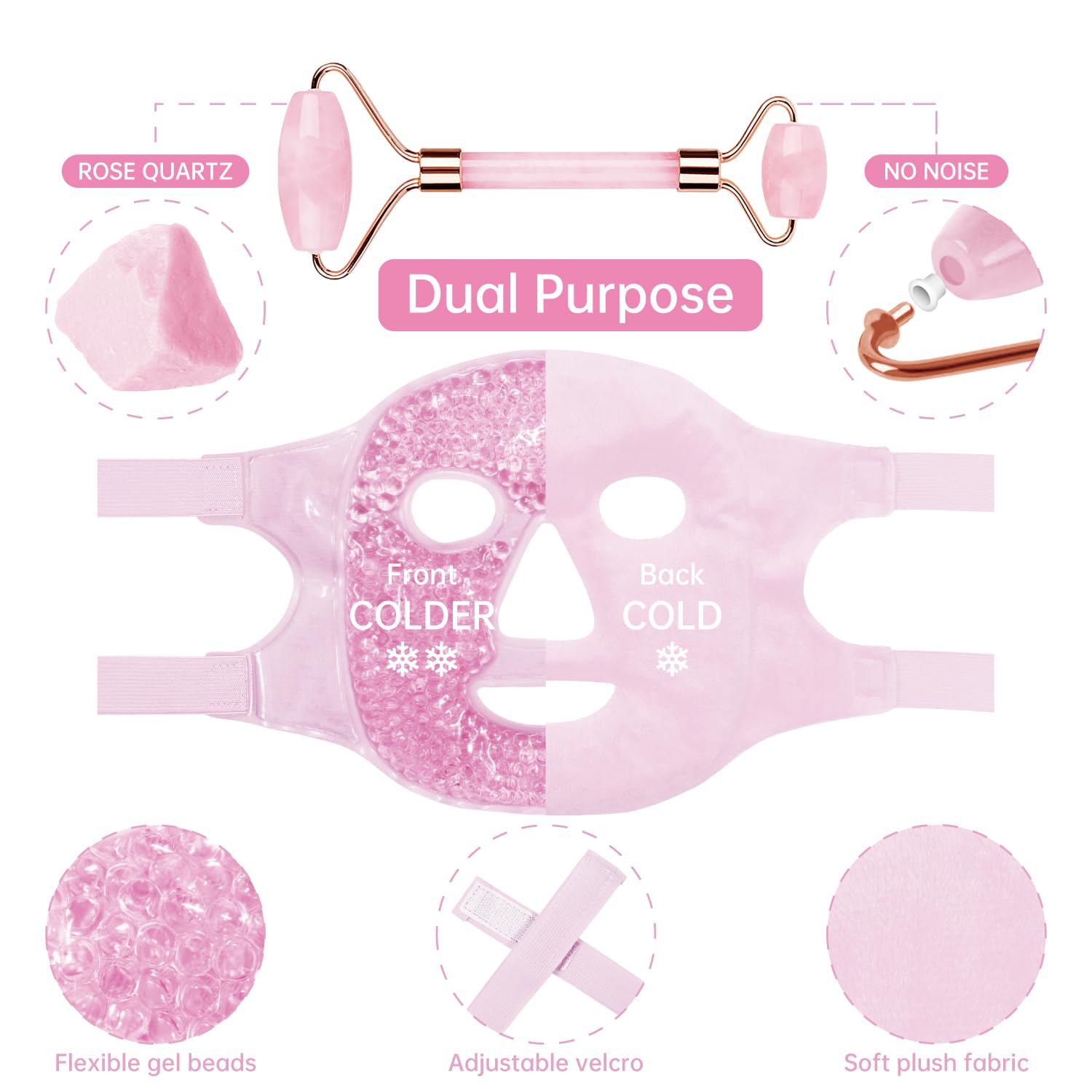 ZNÖCUETÖD Cold Face Eye Mask Ice Pack Reduce Facial Puff, Dark Circles, Gel Beads Hot Heat Cold Compress Pack, Face SPA for Woman Sleeping, Pressure, Headaches, Skin Care, Post Laser Care[Blue]