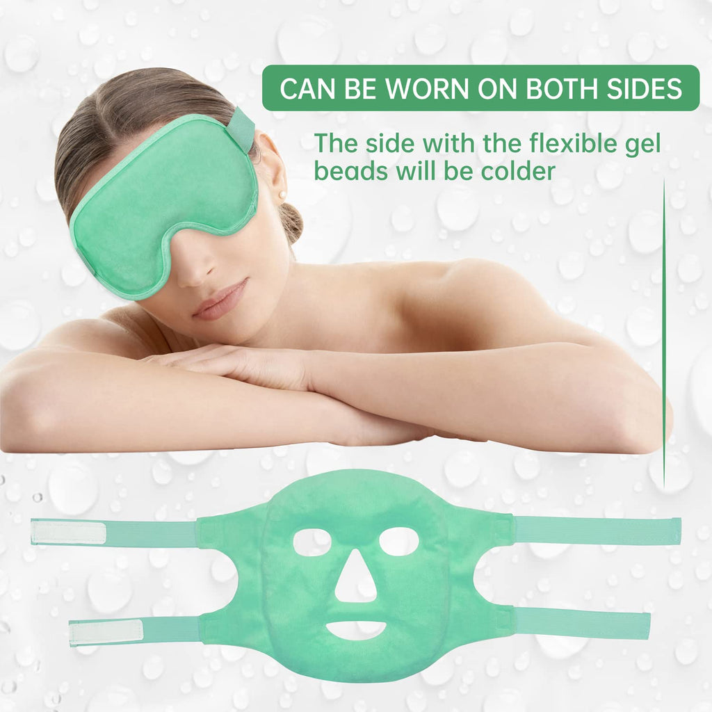 ZNÖCUETÖD Cold Face Eye Mask Ice Pack Reduce Facial Puff, Dark Circles, Gel Beads Hot Heat Cold Compress Pack, Face SPA for Woman Sleeping, Pressure, Headaches, Skin Care, Post Laser Care[Blue]