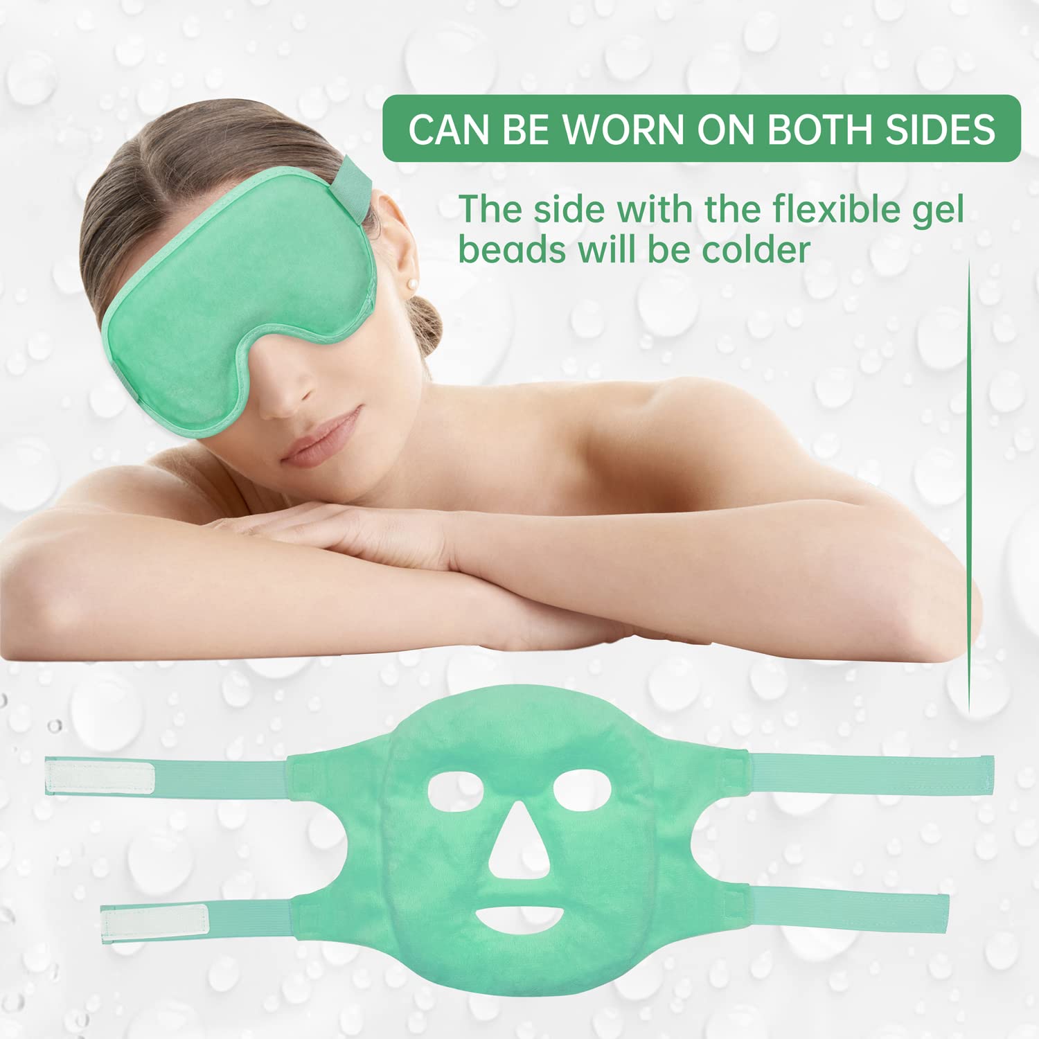 ZNÖCUETÖD Cold Face Eye Mask Ice Pack Reduce Facial Puff, Dark Circles, Gel Beads Hot Heat Cold Compress Pack, Face SPA for Woman Sleeping, Pressure, Headaches, Skin Care, Post Laser Care[Blue]