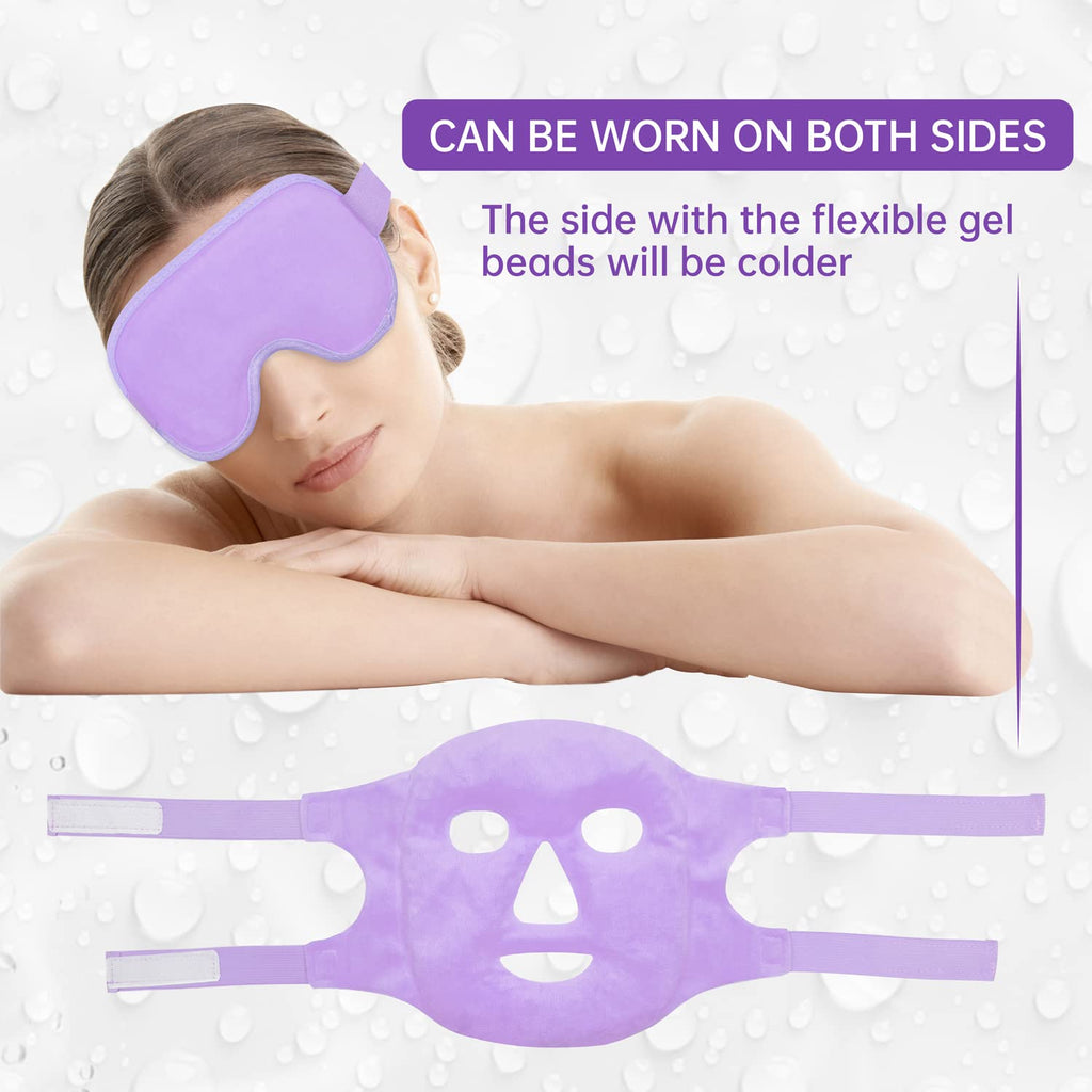 ZNÖCUETÖD Cold Face Eye Mask Ice Pack Reduce Facial Puff, Dark Circles, Gel Beads Hot Heat Cold Compress Pack, Face SPA for Woman Sleeping, Pressure, Headaches, Skin Care, Post Laser Care[Blue]