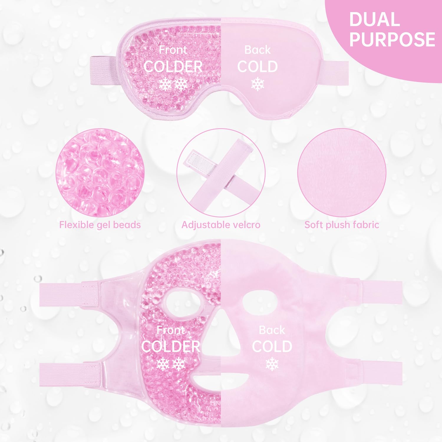 ZNÖCUETÖD Cold Face Eye Mask Ice Pack Reduce Facial Puff, Dark Circles, Gel Beads Hot Heat Cold Compress Pack, Face SPA for Woman Sleeping, Pressure, Headaches, Skin Care, Post Laser Care[Blue]