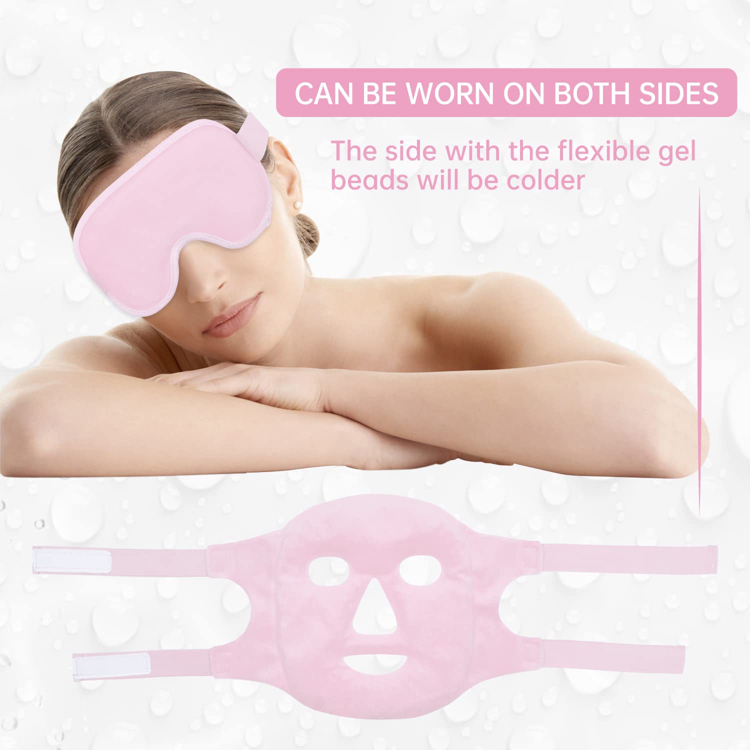 ZNÖCUETÖD Cold Face Eye Mask Ice Pack Reduce Facial Puff, Dark Circles, Gel Beads Hot Heat Cold Compress Pack, Face SPA for Woman Sleeping, Pressure, Headaches, Skin Care, Post Laser Care[Blue]