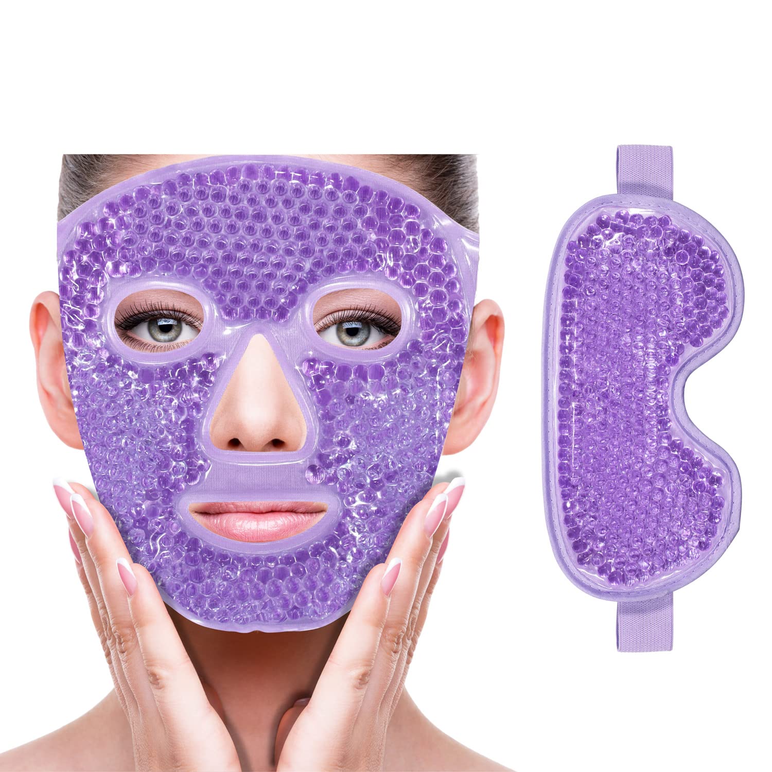 ZNÖCUETÖD Cold Face Eye Mask Ice Pack Reduce Facial Puff, Dark Circles, Gel Beads Hot Heat Cold Compress Pack, Face SPA for Woman Sleeping, Pressure, Headaches, Skin Care, Post Laser Care[Blue]