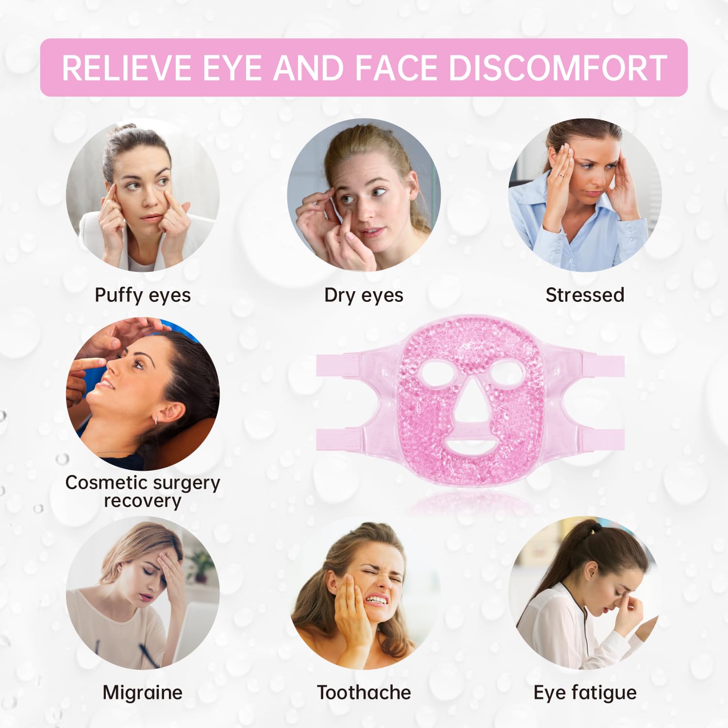 ZNÖCUETÖD Cold Face Eye Mask Ice Pack Reduce Facial Puff, Dark Circles, Gel Beads Hot Heat Cold Compress Pack, Face SPA for Woman Sleeping, Pressure, Headaches, Skin Care, Post Laser Care[Blue]