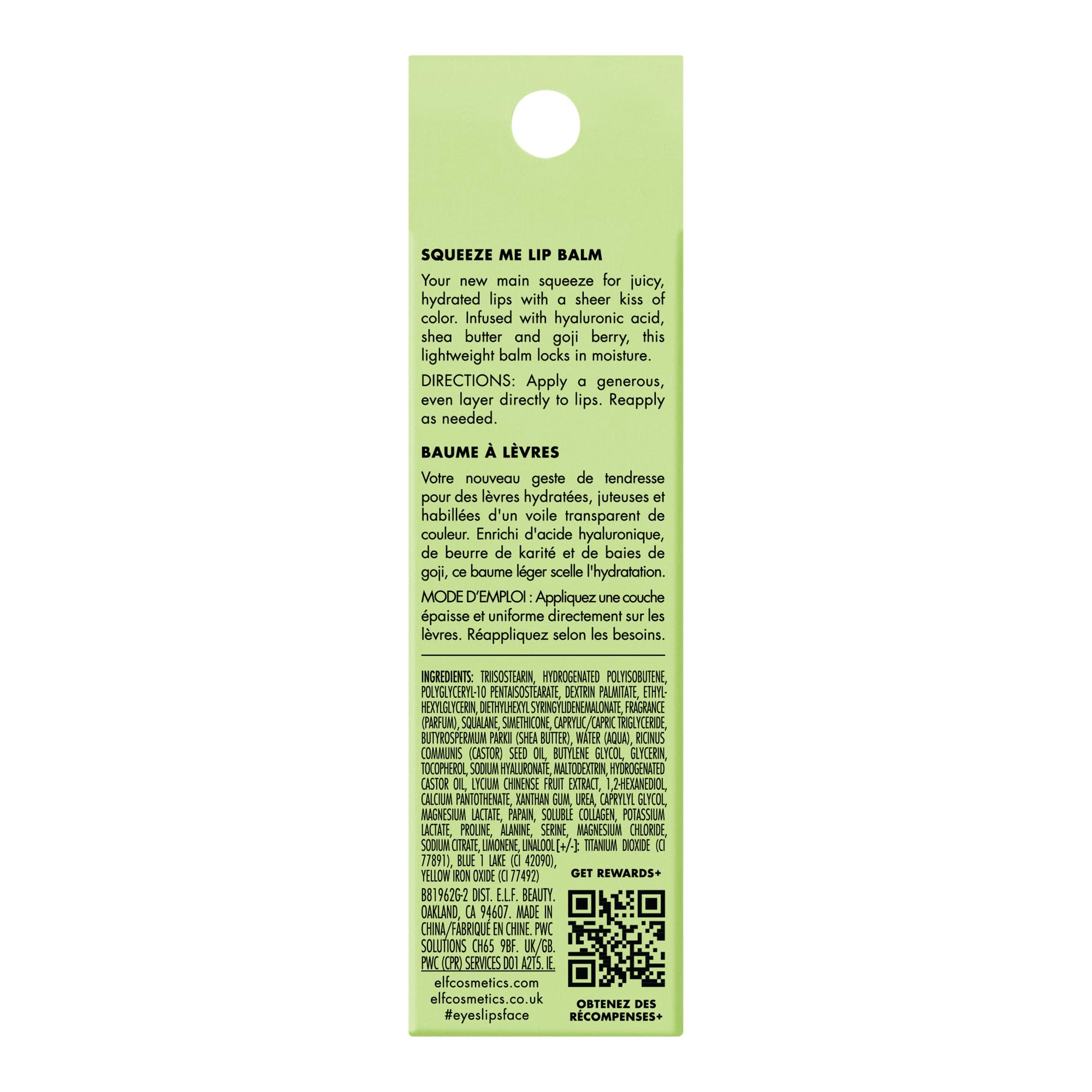 e.l.f. Squeeze Me Lip Balm, Moisturizing Lip Balm For A Sheer Tint Of Color, Infused With Hyaluronic Acid, Vegan & Cruelty-free, Strawberry