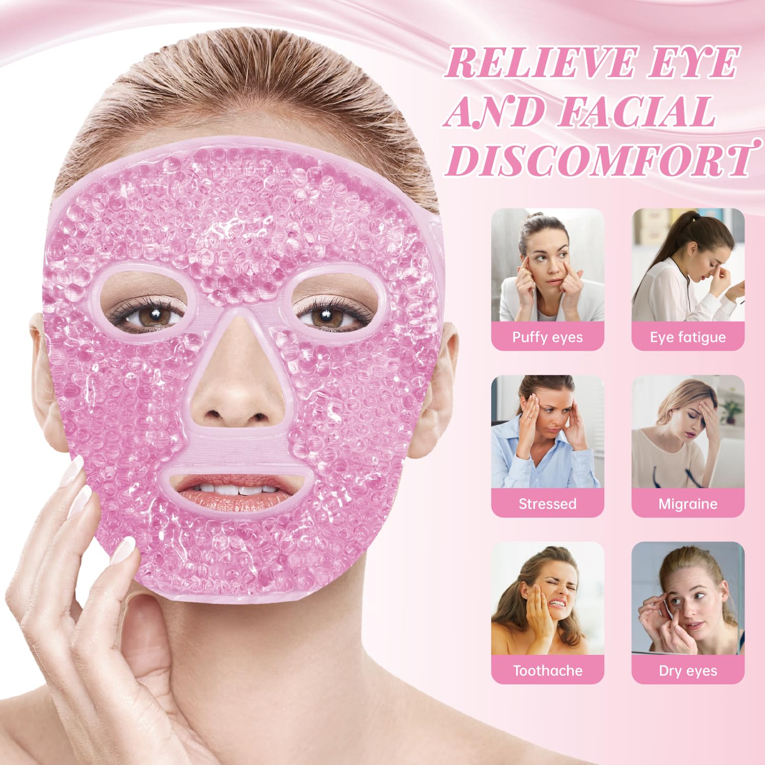 ZNÖCUETÖD Cold Face Eye Mask Ice Pack Reduce Facial Puff, Dark Circles, Gel Beads Hot Heat Cold Compress Pack, Face SPA for Woman Sleeping, Pressure, Headaches, Skin Care, Post Laser Care[Blue]