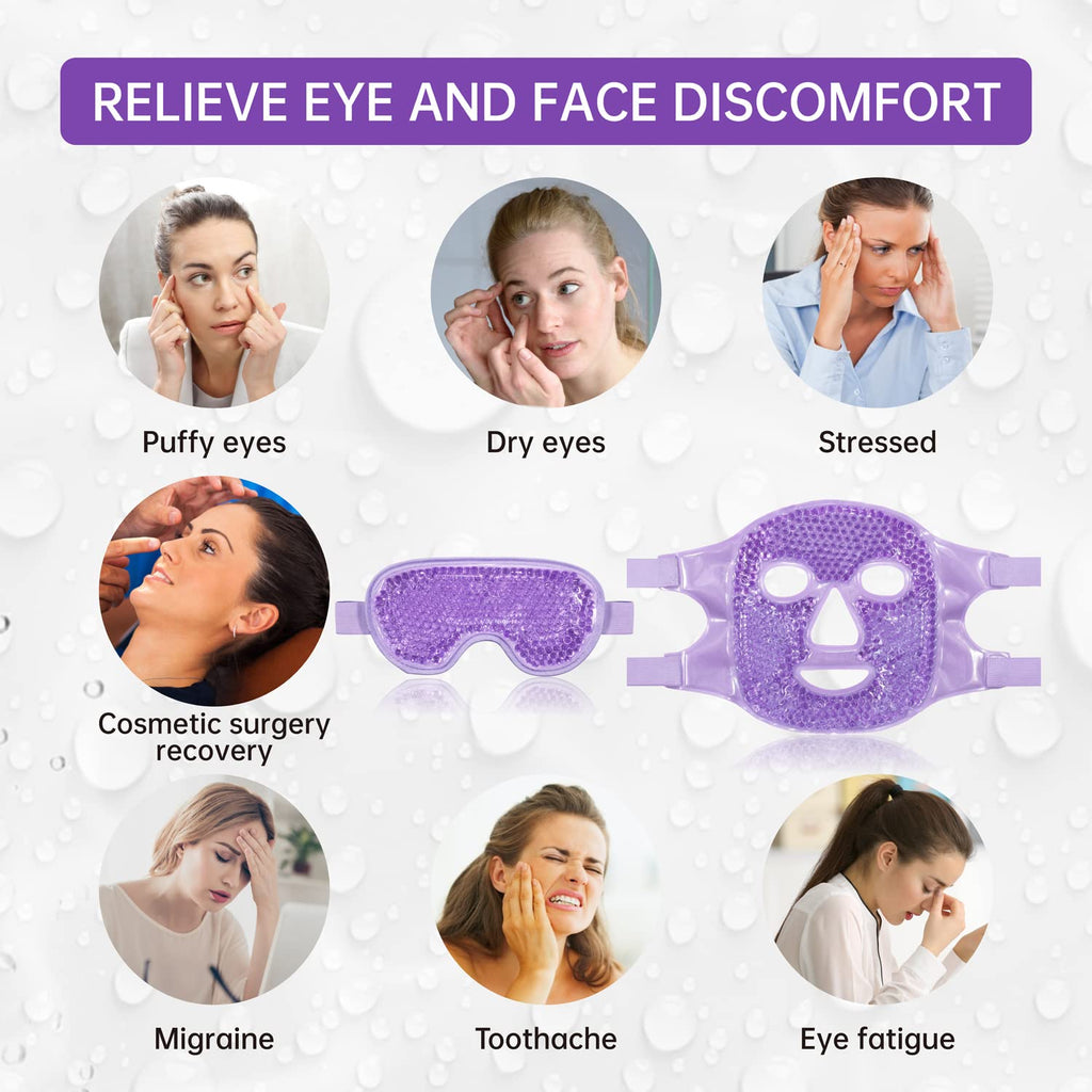 ZNÖCUETÖD Cold Face Eye Mask Ice Pack Reduce Facial Puff, Dark Circles, Gel Beads Hot Heat Cold Compress Pack, Face SPA for Woman Sleeping, Pressure, Headaches, Skin Care, Post Laser Care[Blue]