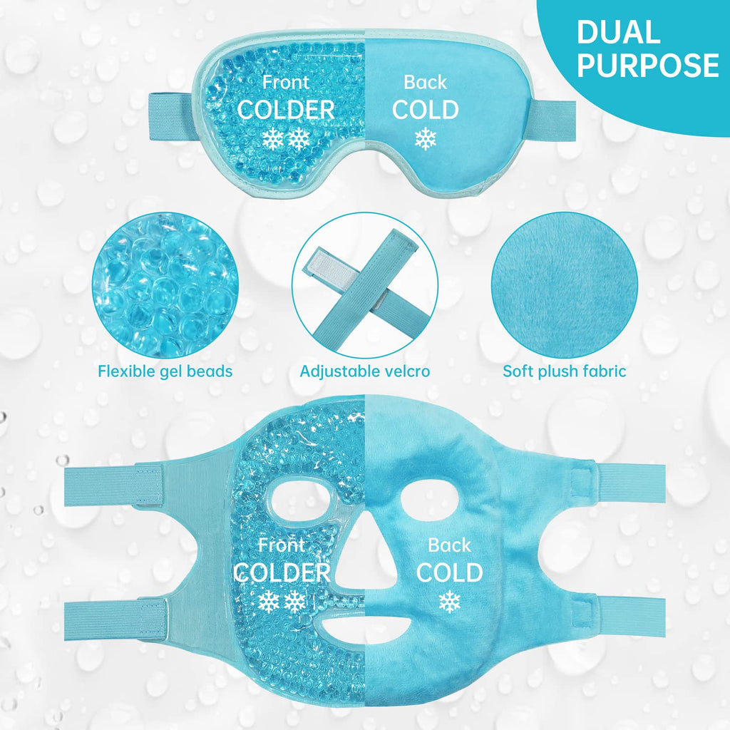 ZNÖCUETÖD Cold Face Eye Mask Ice Pack Reduce Facial Puff, Dark Circles, Gel Beads Hot Heat Cold Compress Pack, Face SPA for Woman Sleeping, Pressure, Headaches, Skin Care, Post Laser Care[Blue]