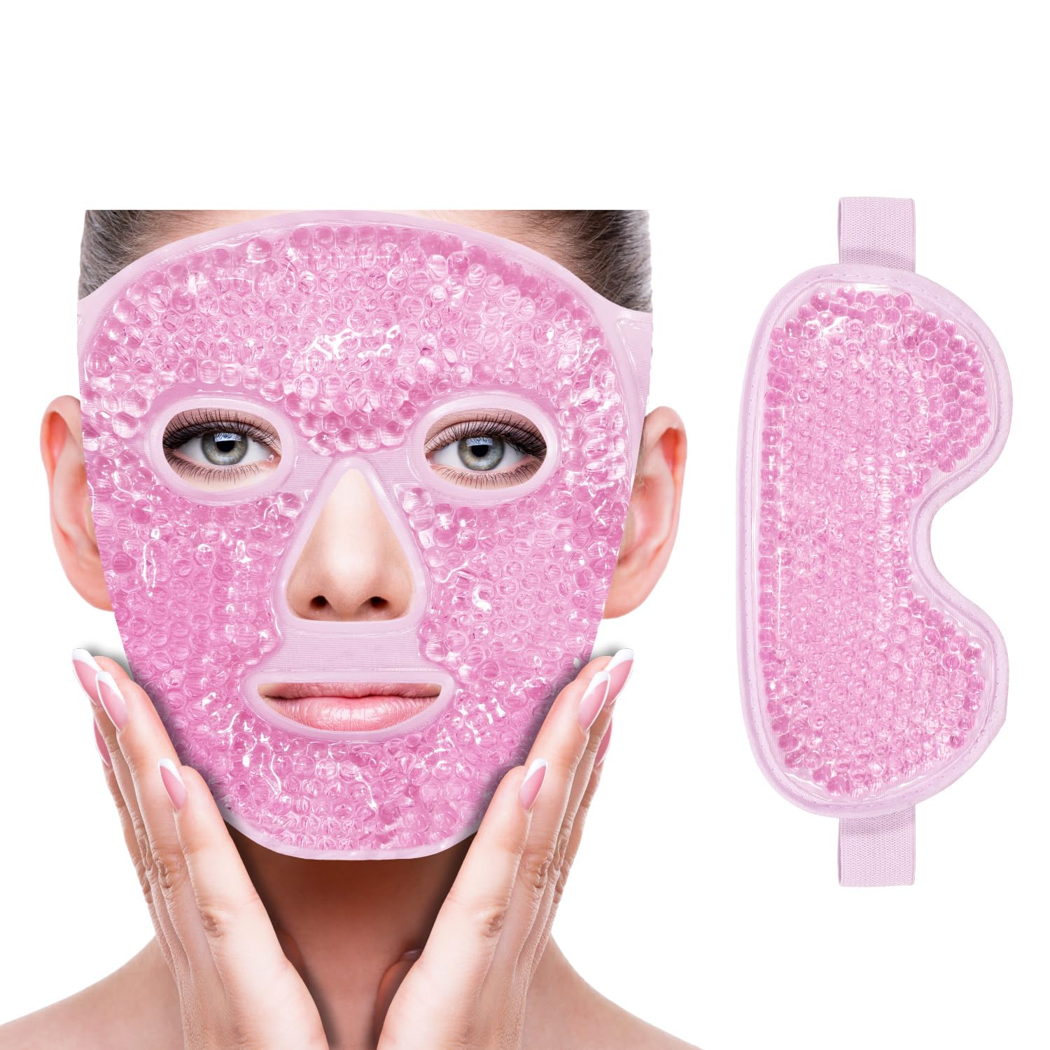 ZNÖCUETÖD Cold Face Eye Mask Ice Pack Reduce Facial Puff, Dark Circles, Gel Beads Hot Heat Cold Compress Pack, Face SPA for Woman Sleeping, Pressure, Headaches, Skin Care, Post Laser Care[Blue]