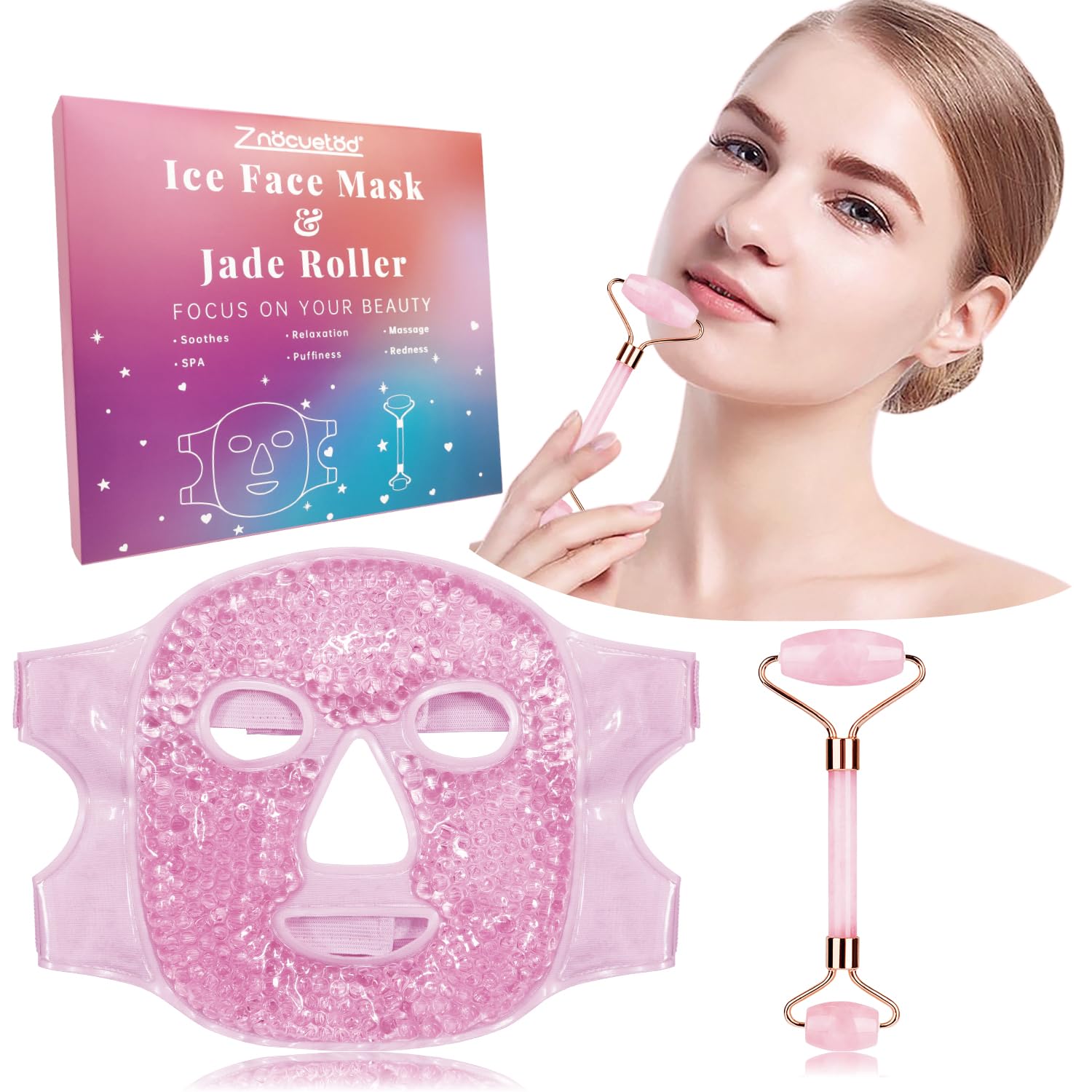 ZNÖCUETÖD Cold Face Eye Mask Ice Pack Reduce Facial Puff, Dark Circles, Gel Beads Hot Heat Cold Compress Pack, Face SPA for Woman Sleeping, Pressure, Headaches, Skin Care, Post Laser Care[Blue]