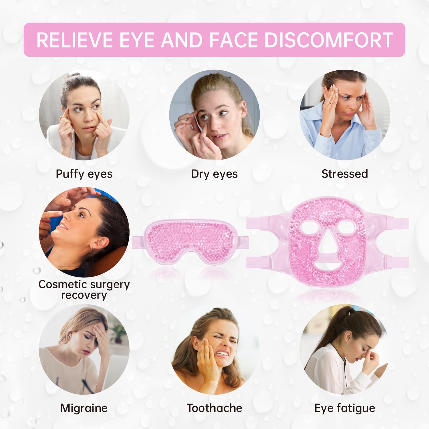 ZNÖCUETÖD Cold Face Eye Mask Ice Pack Reduce Facial Puff, Dark Circles, Gel Beads Hot Heat Cold Compress Pack, Face SPA for Woman Sleeping, Pressure, Headaches, Skin Care, Post Laser Care[Blue]