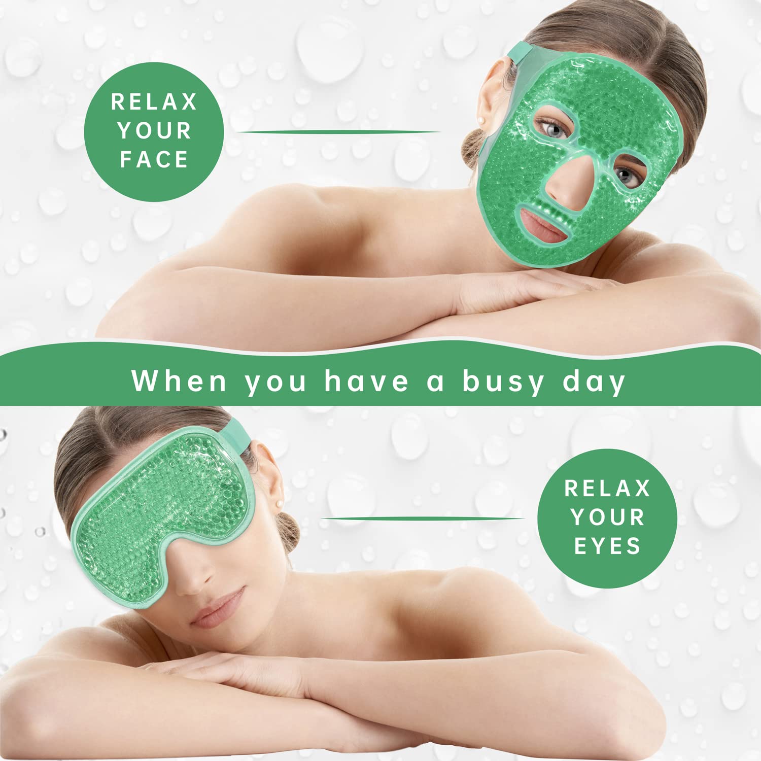 ZNÖCUETÖD Cold Face Eye Mask Ice Pack Reduce Facial Puff, Dark Circles, Gel Beads Hot Heat Cold Compress Pack, Face SPA for Woman Sleeping, Pressure, Headaches, Skin Care, Post Laser Care[Blue]