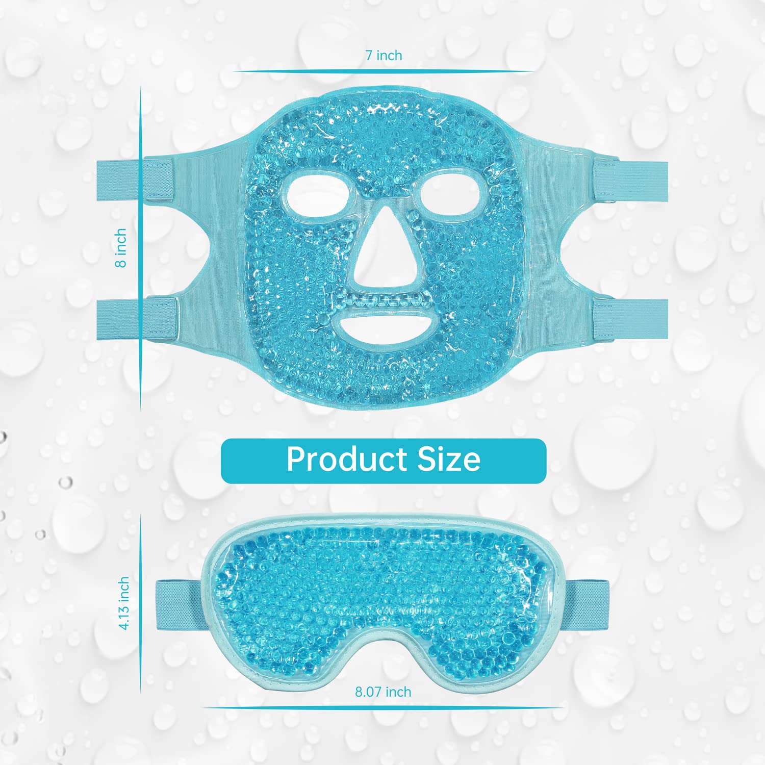 ZNÖCUETÖD Cold Face Eye Mask Ice Pack Reduce Facial Puff, Dark Circles, Gel Beads Hot Heat Cold Compress Pack, Face SPA for Woman Sleeping, Pressure, Headaches, Skin Care, Post Laser Care[Blue]