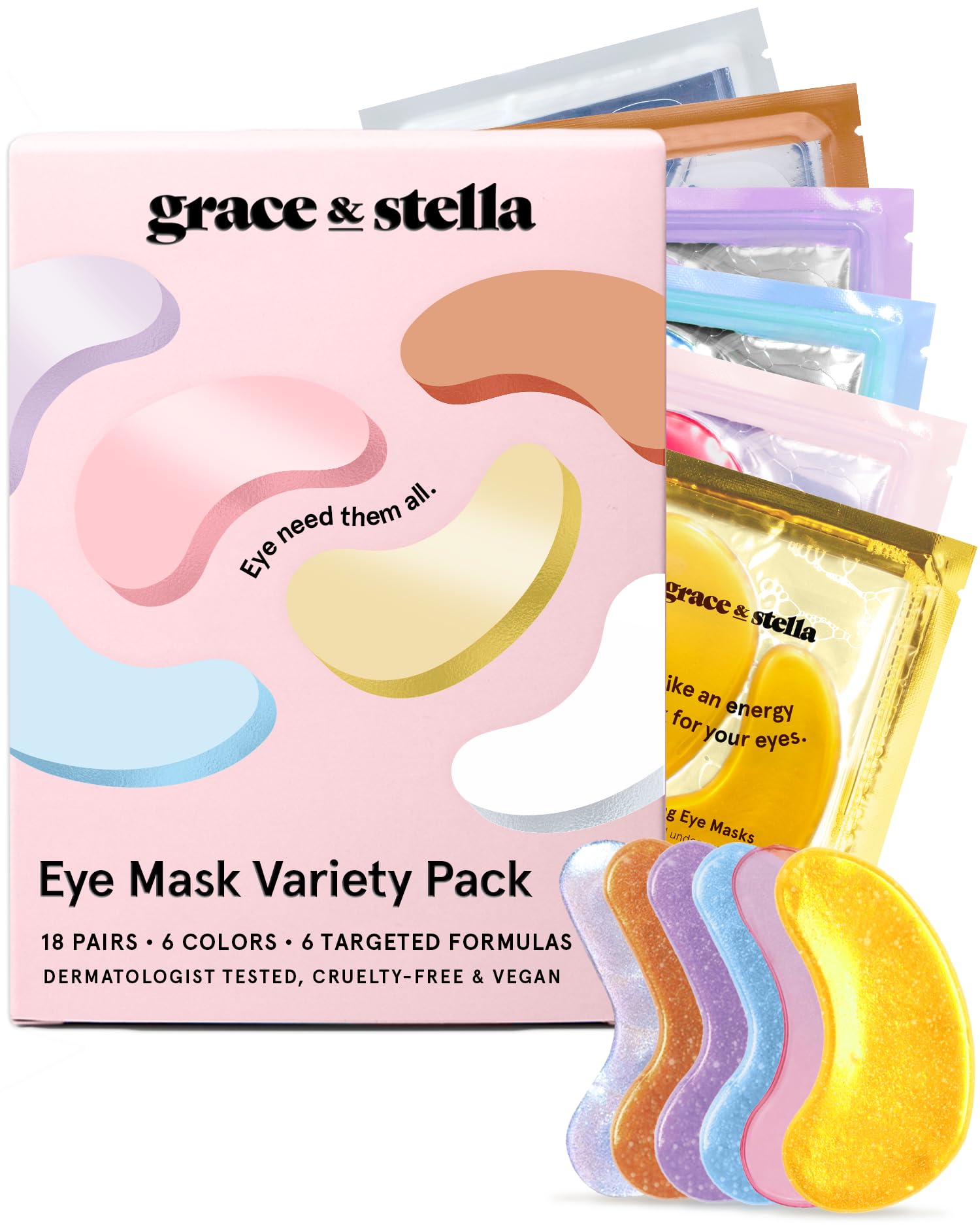 grace & stella Retinol Under Eye Patches for Puffy Eyes and Dark Circles - Restoring Gel Under Eye Masks with Hyaluronic Acid - Vegan Cruelty-Free Skincare, Birthday Gifts for Women (Purple, 24 Pairs)