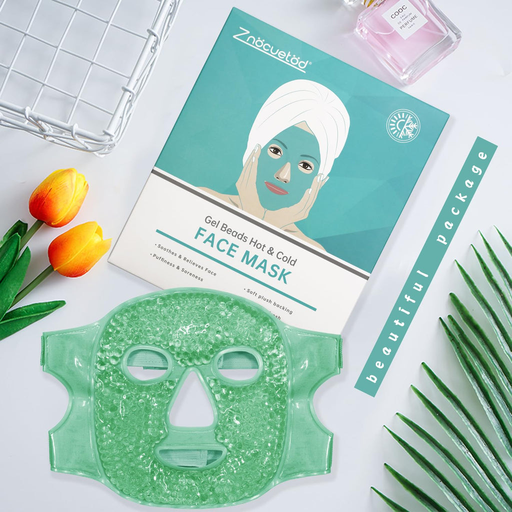 ZNÖCUETÖD Cold Face Eye Mask Ice Pack Reduce Facial Puff, Dark Circles, Gel Beads Hot Heat Cold Compress Pack, Face SPA for Woman Sleeping, Pressure, Headaches, Skin Care, Post Laser Care[Blue]