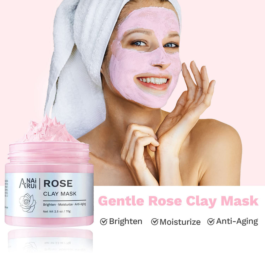 ANAI RUI Turmeric Clay Mask - Green Tea Clay Mask - Dead Sea Minerals Mud Mask, Spa Facial Mask Set, Face Mask Gift Set 2.5 oz each