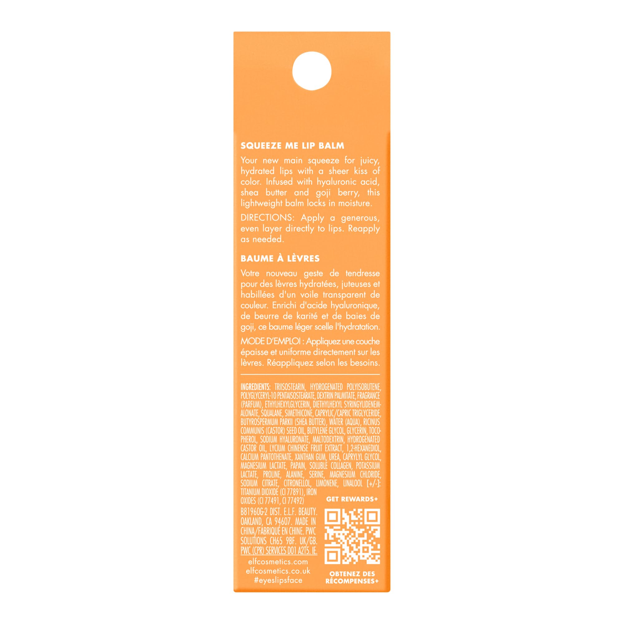 e.l.f. Squeeze Me Lip Balm, Moisturizing Lip Balm For A Sheer Tint Of Color, Infused With Hyaluronic Acid, Vegan & Cruelty-free, Strawberry