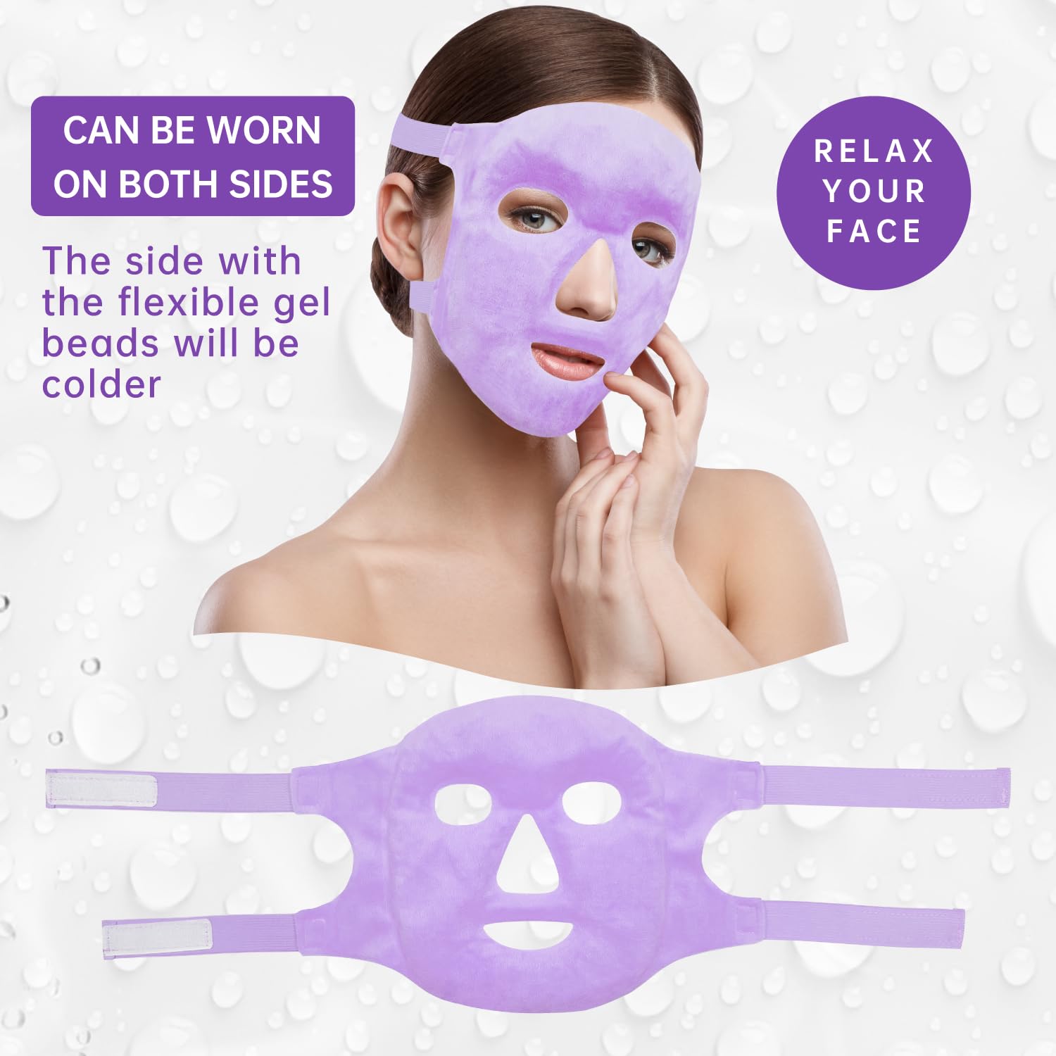 ZNÖCUETÖD Cold Face Eye Mask Ice Pack Reduce Facial Puff, Dark Circles, Gel Beads Hot Heat Cold Compress Pack, Face SPA for Woman Sleeping, Pressure, Headaches, Skin Care, Post Laser Care[Blue]