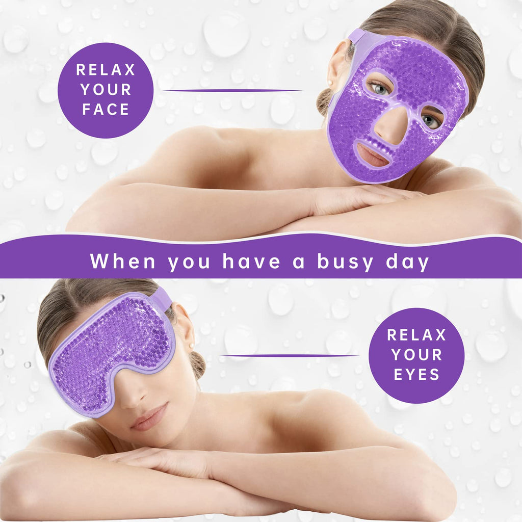 ZNÖCUETÖD Cold Face Eye Mask Ice Pack Reduce Facial Puff, Dark Circles, Gel Beads Hot Heat Cold Compress Pack, Face SPA for Woman Sleeping, Pressure, Headaches, Skin Care, Post Laser Care[Blue]