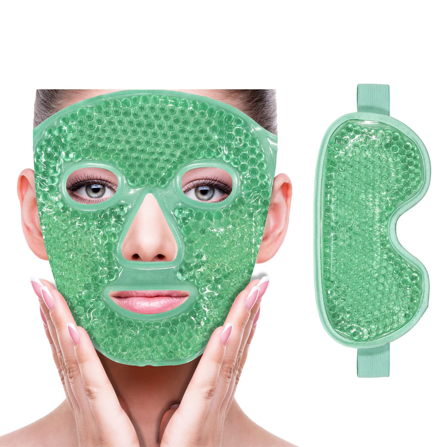 ZNÖCUETÖD Cold Face Eye Mask Ice Pack Reduce Facial Puff, Dark Circles, Gel Beads Hot Heat Cold Compress Pack, Face SPA for Woman Sleeping, Pressure, Headaches, Skin Care, Post Laser Care[Blue]