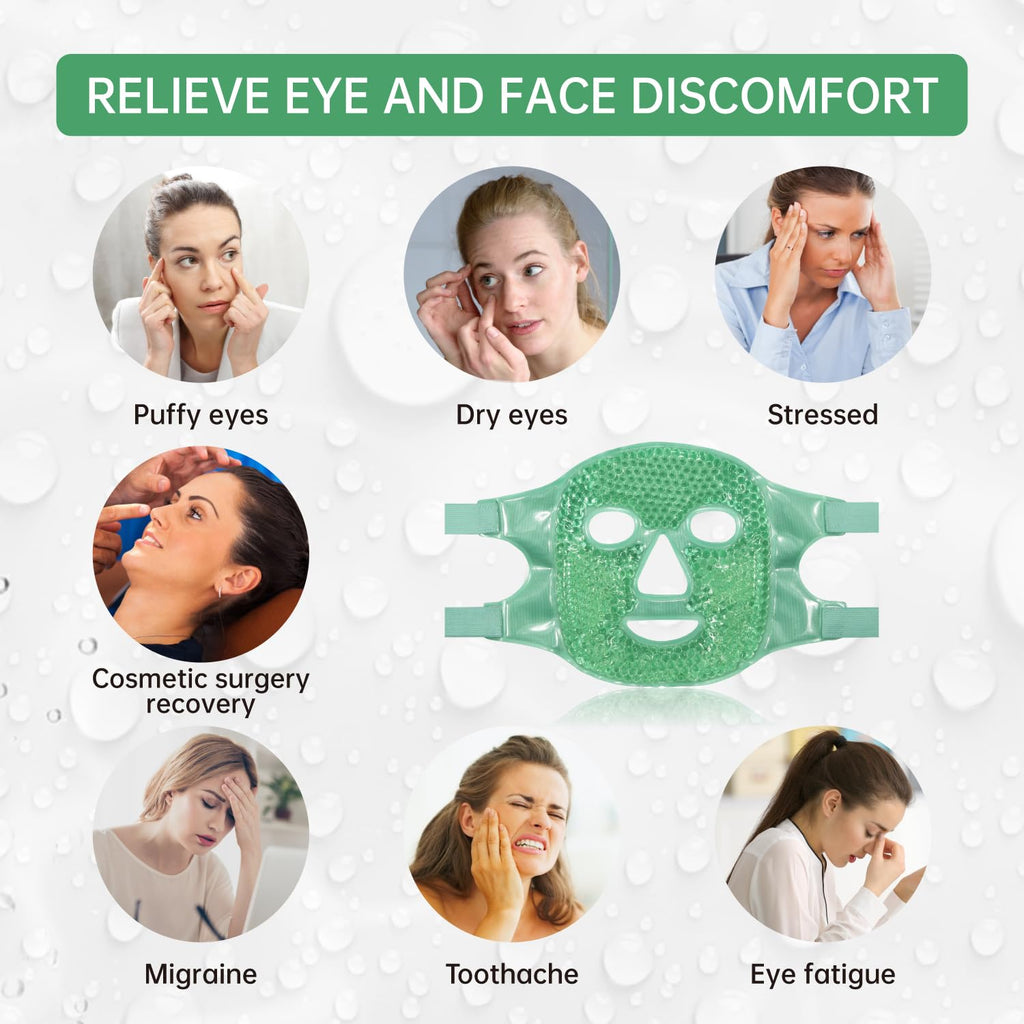 ZNÖCUETÖD Cold Face Eye Mask Ice Pack Reduce Facial Puff, Dark Circles, Gel Beads Hot Heat Cold Compress Pack, Face SPA for Woman Sleeping, Pressure, Headaches, Skin Care, Post Laser Care[Blue]
