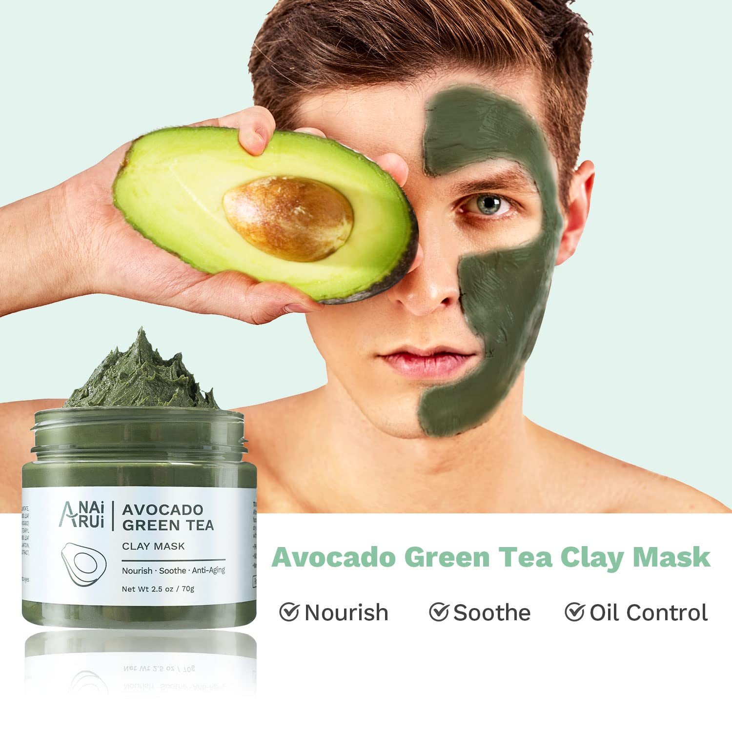 ANAI RUI Turmeric Clay Mask - Green Tea Clay Mask - Dead Sea Minerals Mud Mask, Spa Facial Mask Set, Face Mask Gift Set 2.5 oz each