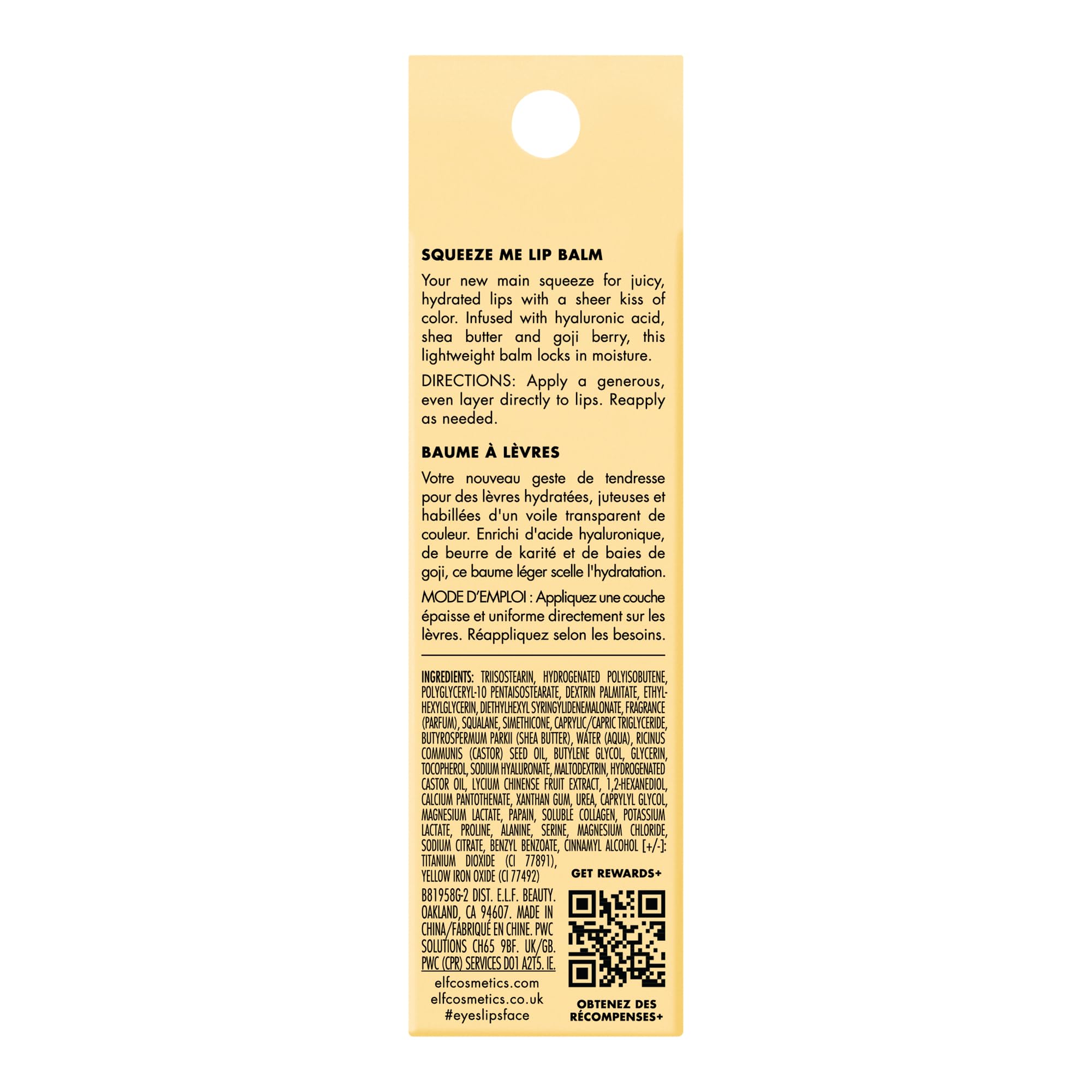 e.l.f. Squeeze Me Lip Balm, Moisturizing Lip Balm For A Sheer Tint Of Color, Infused With Hyaluronic Acid, Vegan & Cruelty-free, Strawberry