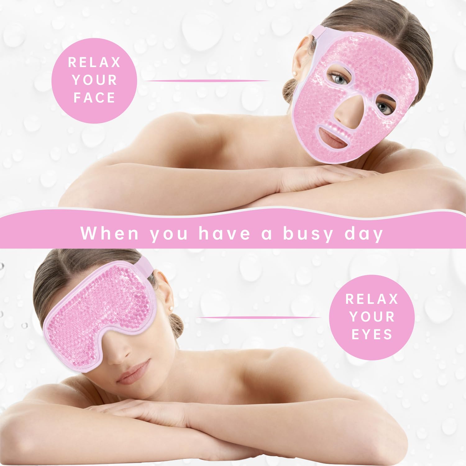 ZNÖCUETÖD Cold Face Eye Mask Ice Pack Reduce Facial Puff, Dark Circles, Gel Beads Hot Heat Cold Compress Pack, Face SPA for Woman Sleeping, Pressure, Headaches, Skin Care, Post Laser Care[Blue]
