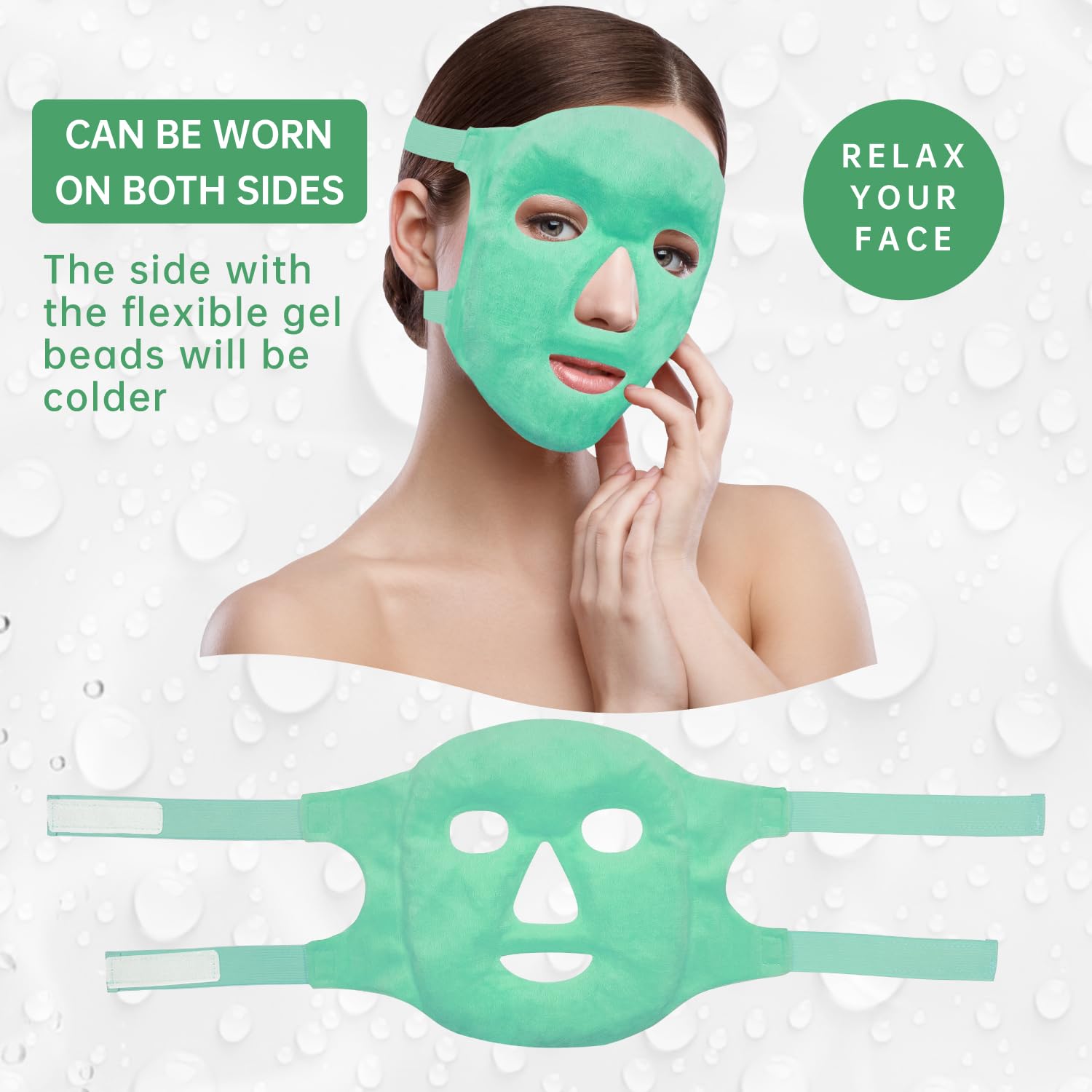 ZNÖCUETÖD Cold Face Eye Mask Ice Pack Reduce Facial Puff, Dark Circles, Gel Beads Hot Heat Cold Compress Pack, Face SPA for Woman Sleeping, Pressure, Headaches, Skin Care, Post Laser Care[Blue]