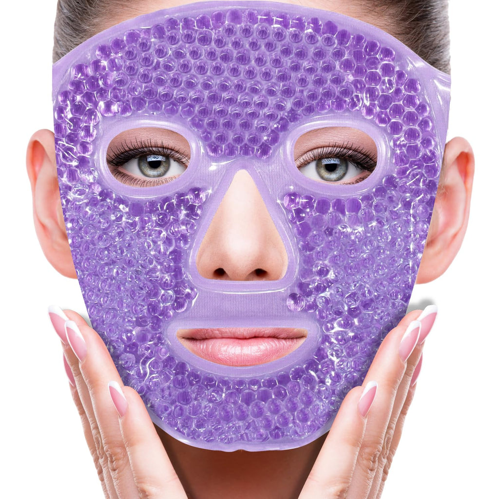 ZNÖCUETÖD Cold Face Eye Mask Ice Pack Reduce Facial Puff, Dark Circles, Gel Beads Hot Heat Cold Compress Pack, Face SPA for Woman Sleeping, Pressure, Headaches, Skin Care, Post Laser Care[Blue]