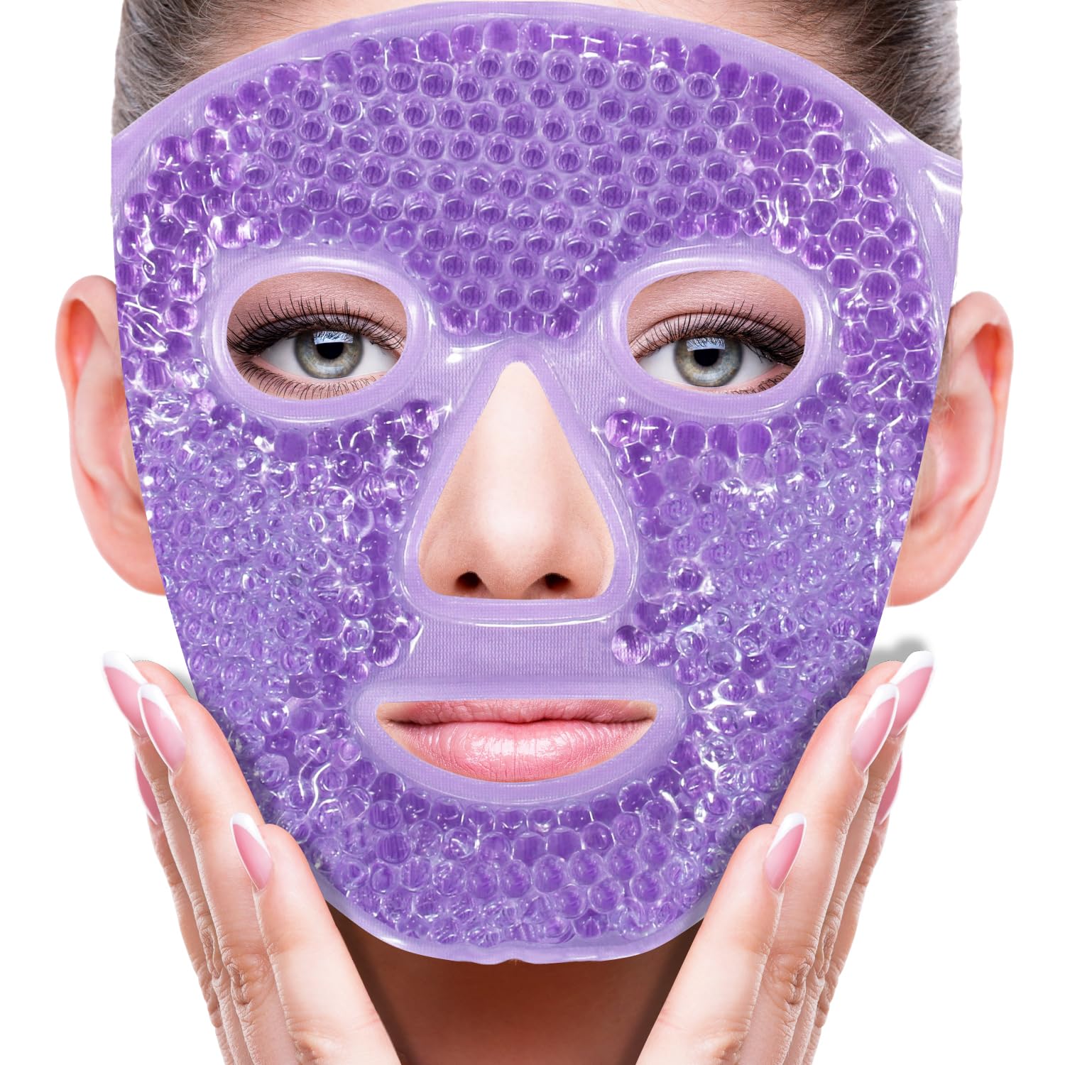 ZNÖCUETÖD Cold Face Eye Mask Ice Pack Reduce Facial Puff, Dark Circles, Gel Beads Hot Heat Cold Compress Pack, Face SPA for Woman Sleeping, Pressure, Headaches, Skin Care, Post Laser Care[Blue]