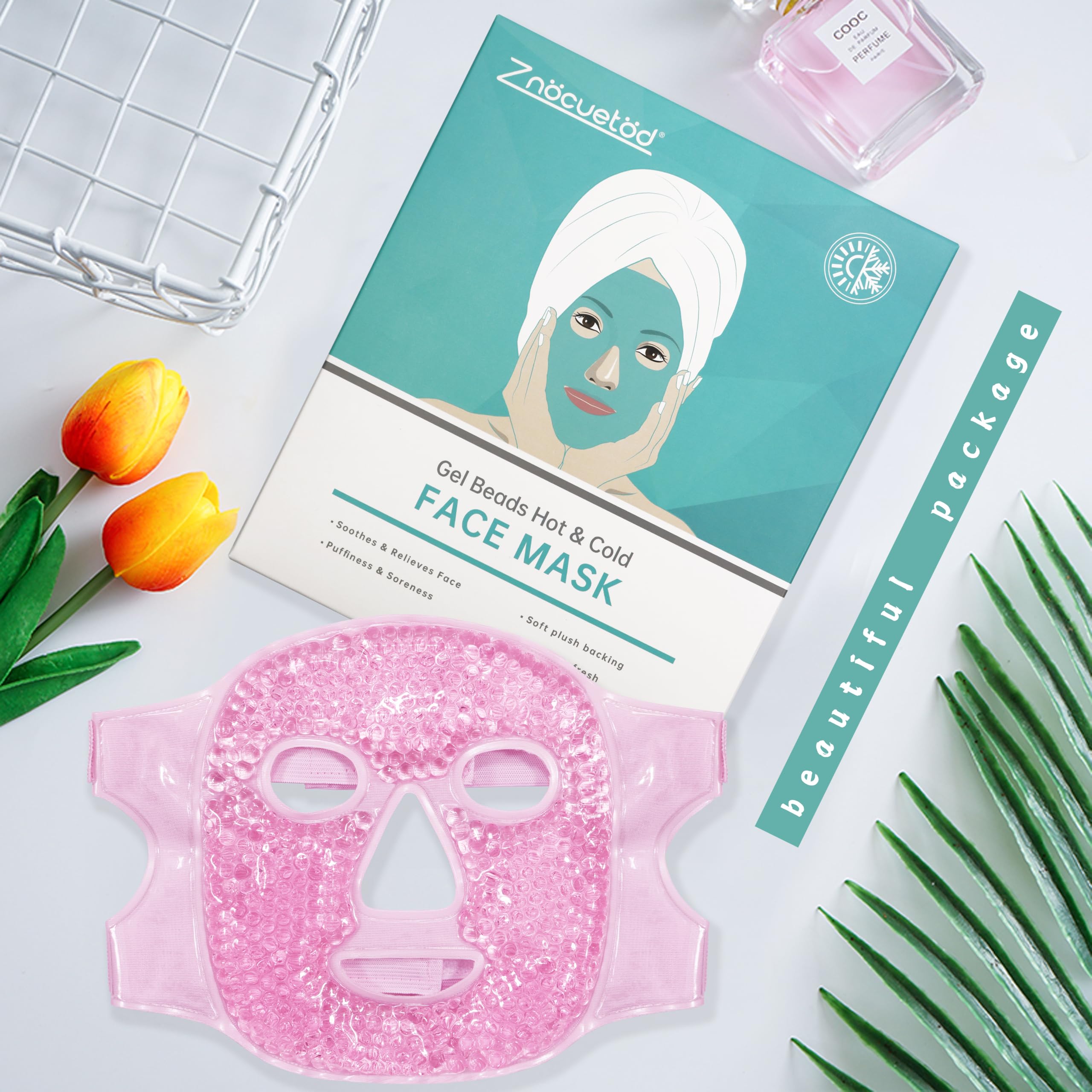 ZNÖCUETÖD Cold Face Eye Mask Ice Pack Reduce Facial Puff, Dark Circles, Gel Beads Hot Heat Cold Compress Pack, Face SPA for Woman Sleeping, Pressure, Headaches, Skin Care, Post Laser Care[Blue]