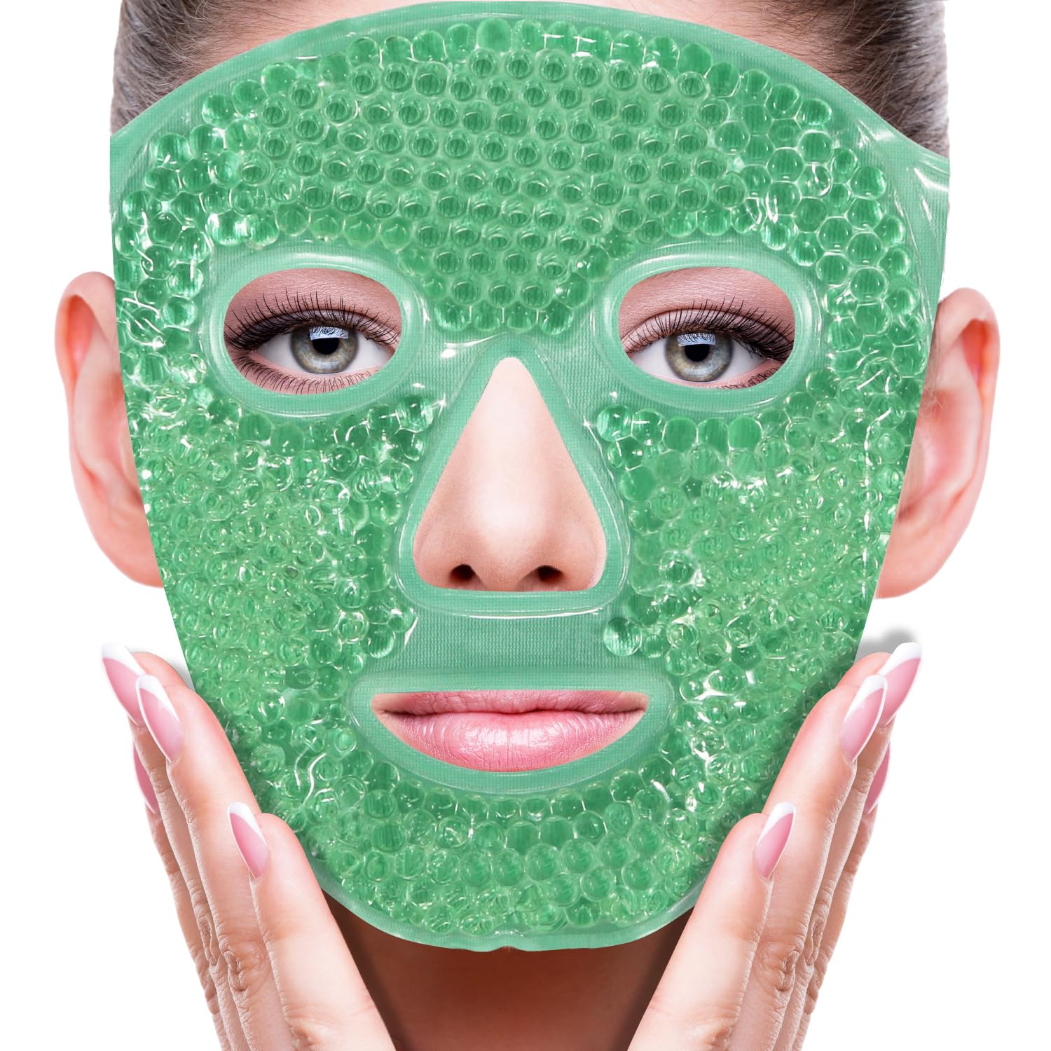 ZNÖCUETÖD Cold Face Eye Mask Ice Pack Reduce Facial Puff, Dark Circles, Gel Beads Hot Heat Cold Compress Pack, Face SPA for Woman Sleeping, Pressure, Headaches, Skin Care, Post Laser Care[Blue]