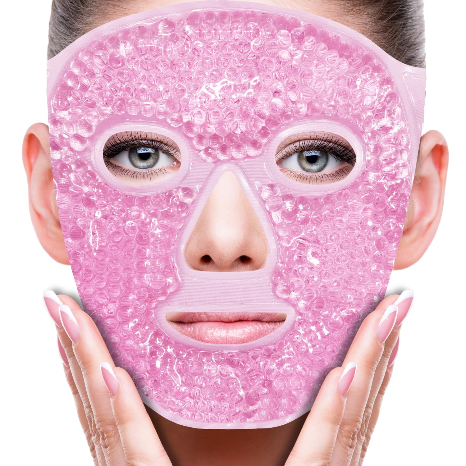 ZNÖCUETÖD Cold Face Eye Mask Ice Pack Reduce Facial Puff, Dark Circles, Gel Beads Hot Heat Cold Compress Pack, Face SPA for Woman Sleeping, Pressure, Headaches, Skin Care, Post Laser Care[Blue]
