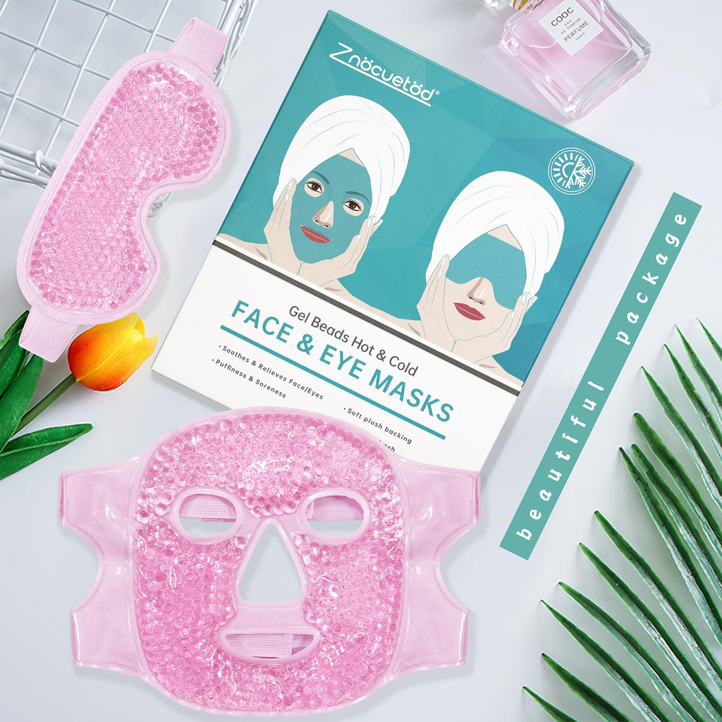ZNÖCUETÖD Cold Face Eye Mask Ice Pack Reduce Facial Puff, Dark Circles, Gel Beads Hot Heat Cold Compress Pack, Face SPA for Woman Sleeping, Pressure, Headaches, Skin Care, Post Laser Care[Blue]