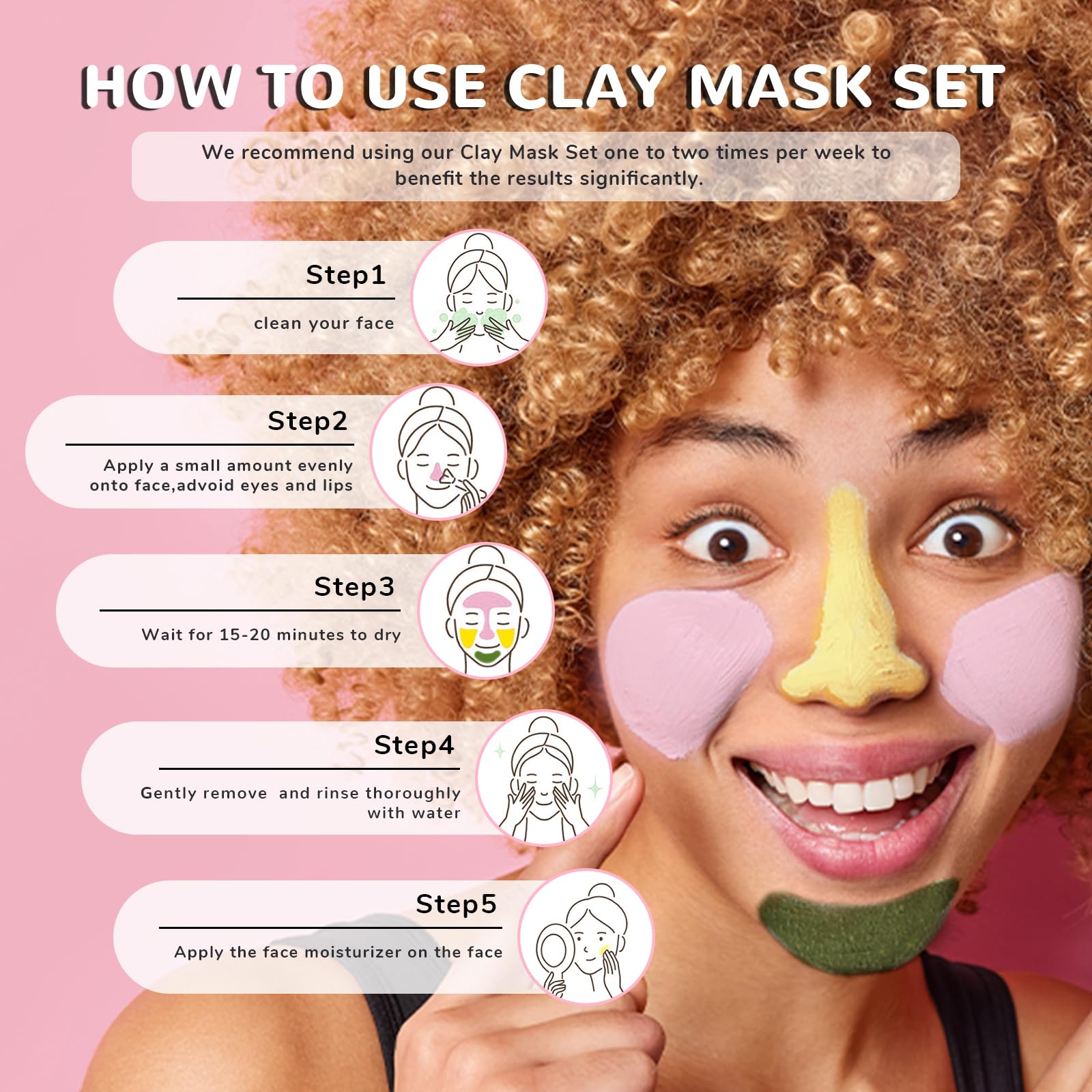 ANAI RUI Turmeric Clay Mask - Green Tea Clay Mask - Dead Sea Minerals Mud Mask, Spa Facial Mask Set, Face Mask Gift Set 2.5 oz each